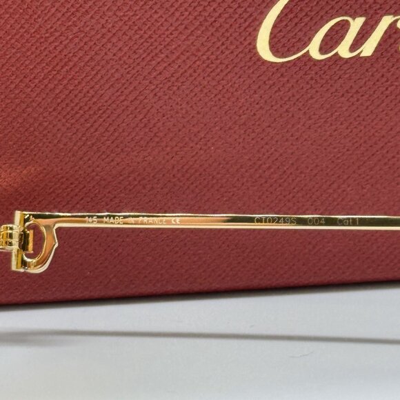 NEW CARTIER CT0249S 004 UNISEX GOLD ROUND SUNGLASSES CARTIER CT0249S - Picture 10 of 11